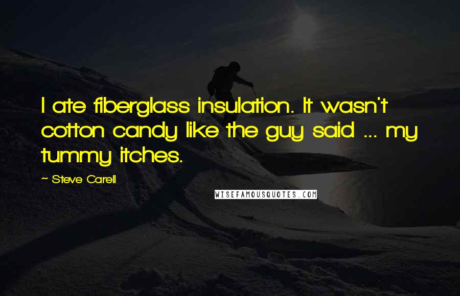 Steve Carell Quotes: I ate fiberglass insulation. It wasn't cotton candy like the guy said ... my tummy itches.