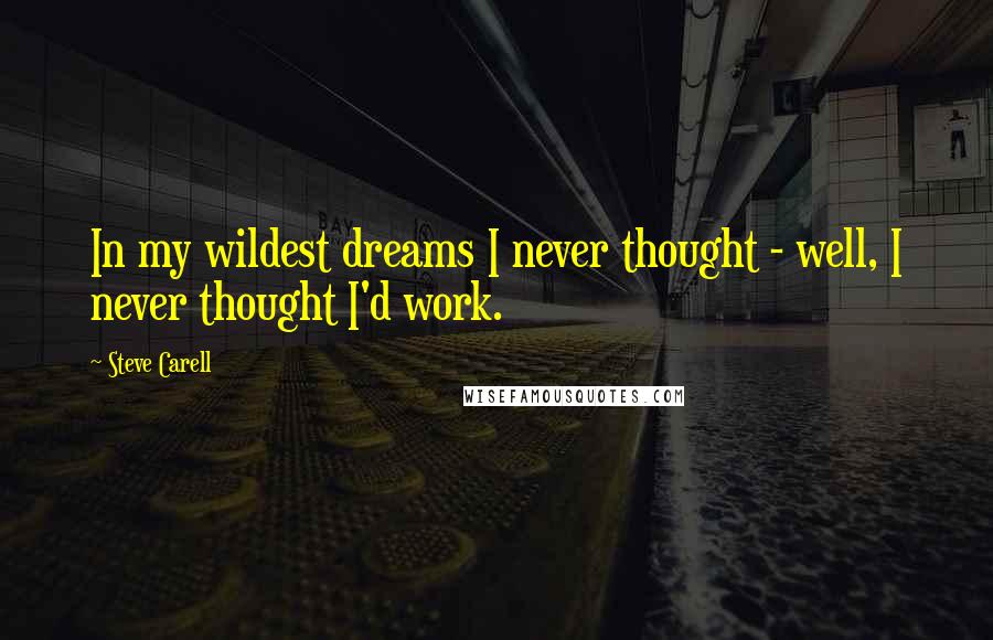 Steve Carell Quotes: In my wildest dreams I never thought - well, I never thought I'd work.