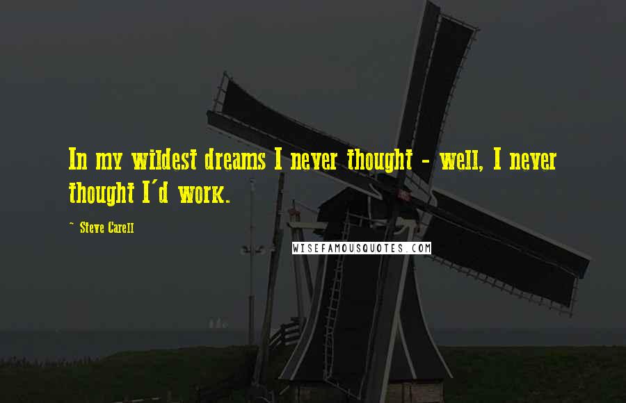 Steve Carell Quotes: In my wildest dreams I never thought - well, I never thought I'd work.