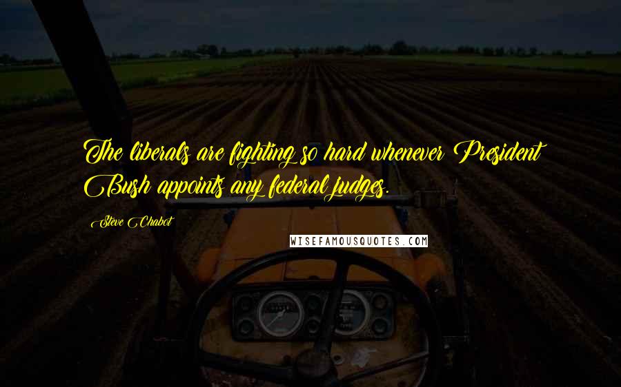Steve Chabot Quotes: The liberals are fighting so hard whenever President Bush appoints any federal judges.
