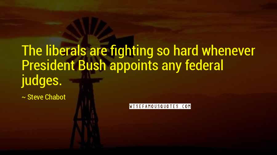 Steve Chabot Quotes: The liberals are fighting so hard whenever President Bush appoints any federal judges.