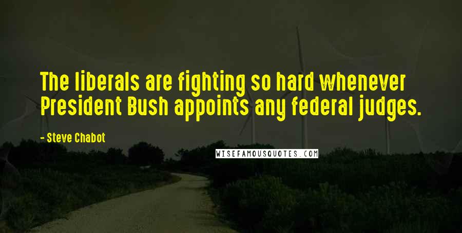 Steve Chabot Quotes: The liberals are fighting so hard whenever President Bush appoints any federal judges.