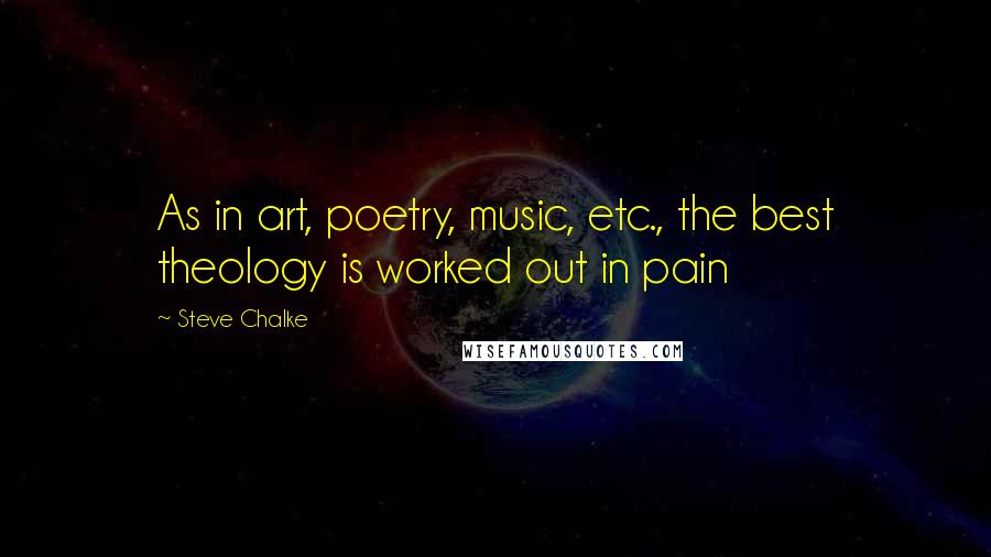 Steve Chalke Quotes: As in art, poetry, music, etc., the best theology is worked out in pain