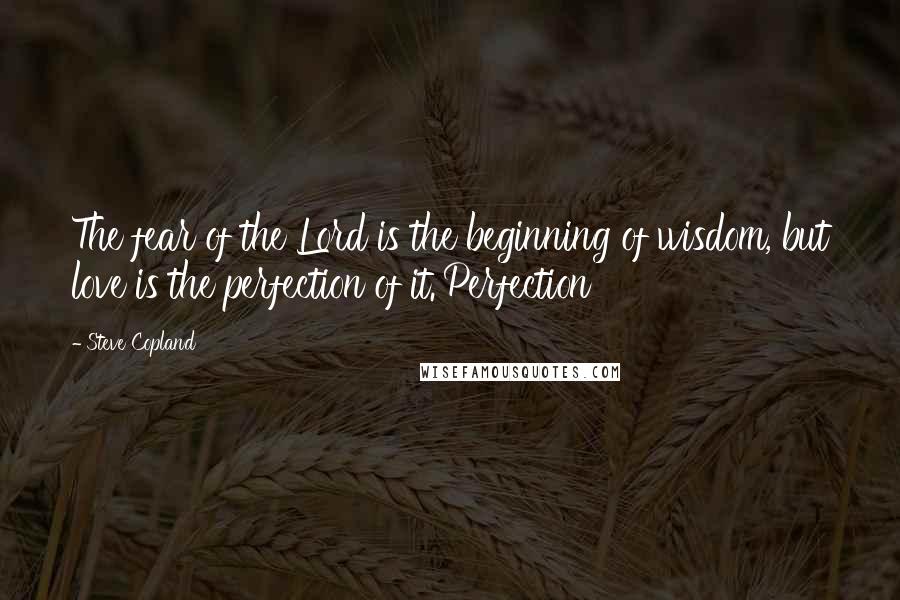 Steve Copland Quotes: The fear of the Lord is the beginning of wisdom, but love is the perfection of it.'Perfection