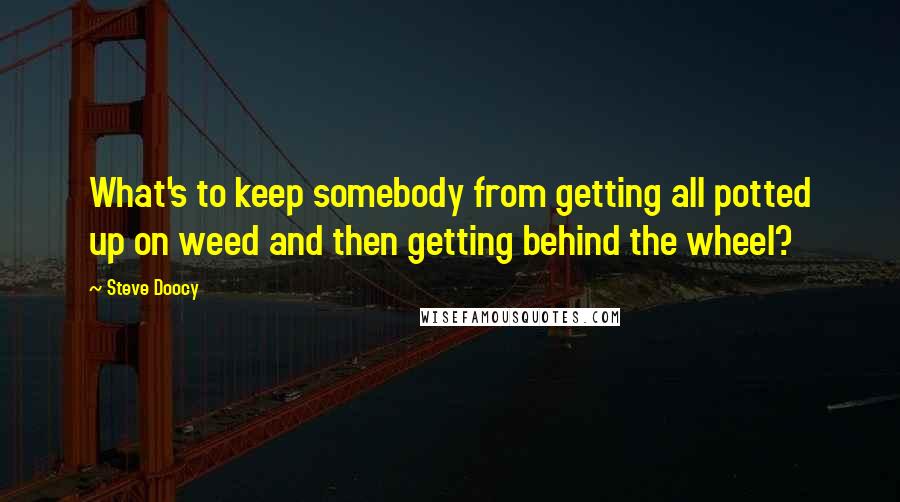 Steve Doocy Quotes: What's to keep somebody from getting all potted up on weed and then getting behind the wheel?