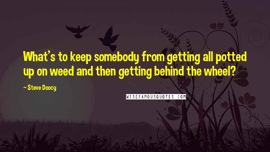 Steve Doocy Quotes: What's to keep somebody from getting all potted up on weed and then getting behind the wheel?