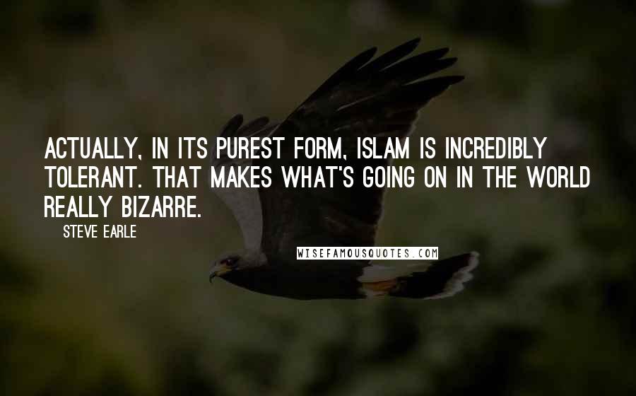 Steve Earle Quotes: Actually, in its purest form, Islam is incredibly tolerant. That makes what's going on in the world really bizarre.