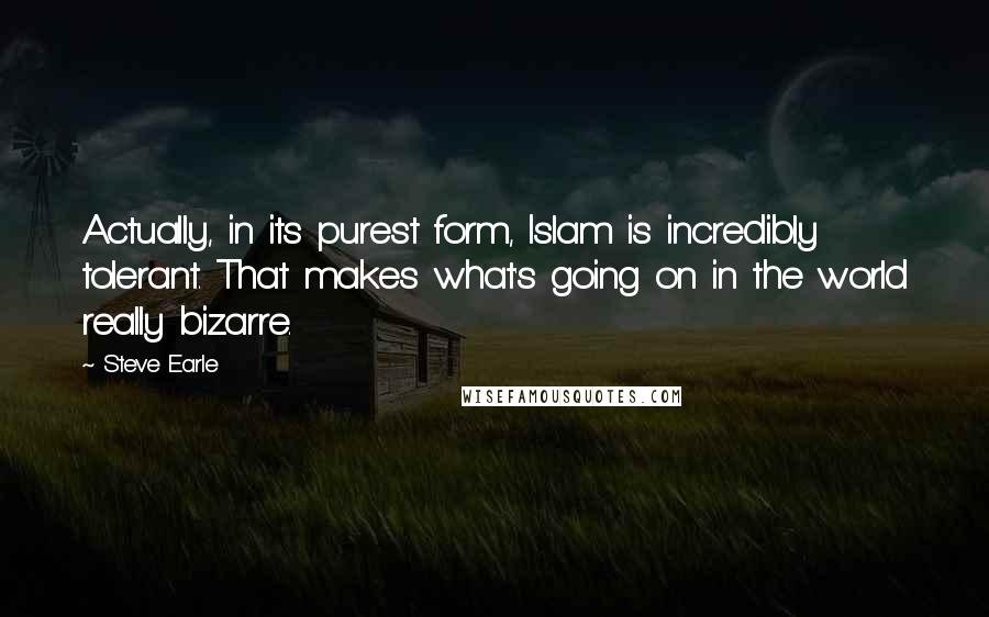 Steve Earle Quotes: Actually, in its purest form, Islam is incredibly tolerant. That makes what's going on in the world really bizarre.