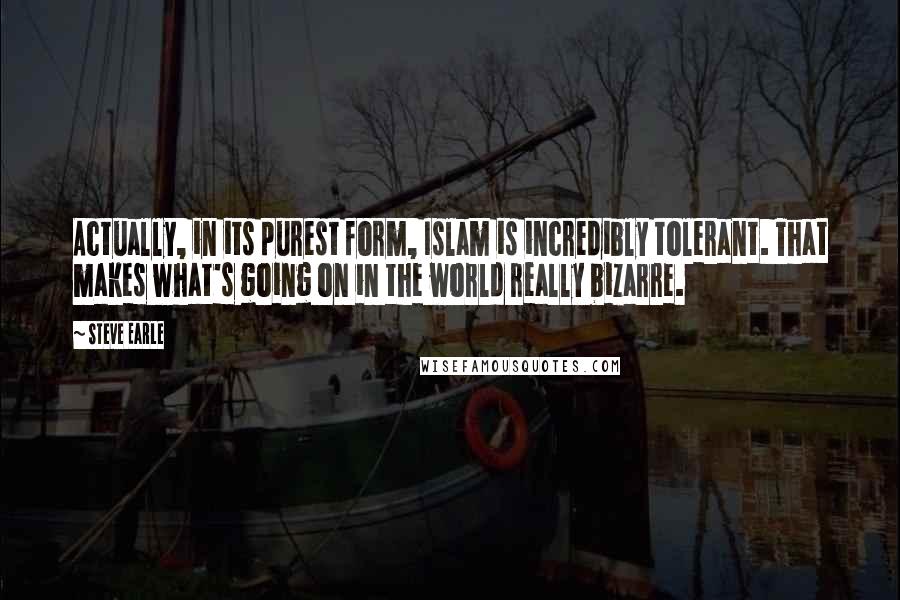 Steve Earle Quotes: Actually, in its purest form, Islam is incredibly tolerant. That makes what's going on in the world really bizarre.