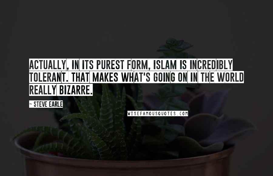 Steve Earle Quotes: Actually, in its purest form, Islam is incredibly tolerant. That makes what's going on in the world really bizarre.