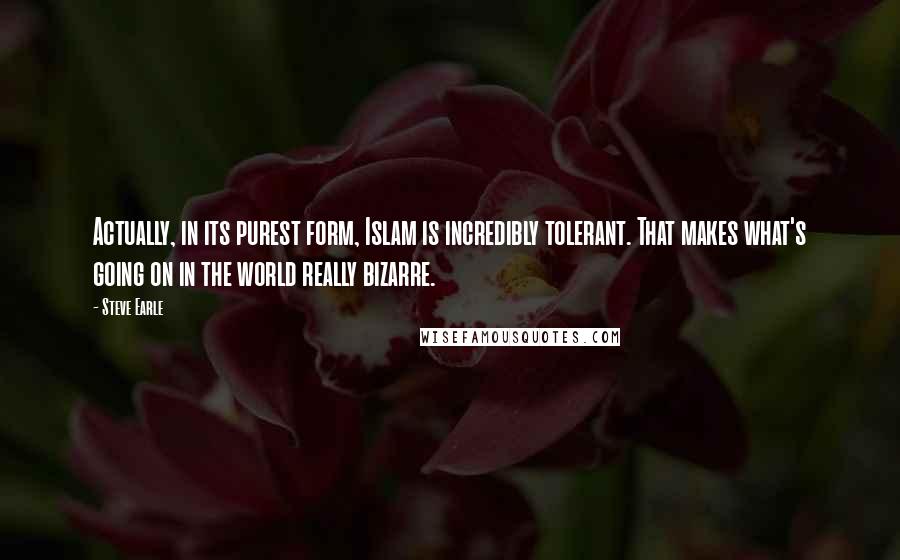 Steve Earle Quotes: Actually, in its purest form, Islam is incredibly tolerant. That makes what's going on in the world really bizarre.