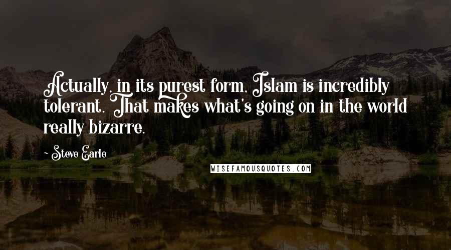 Steve Earle Quotes: Actually, in its purest form, Islam is incredibly tolerant. That makes what's going on in the world really bizarre.