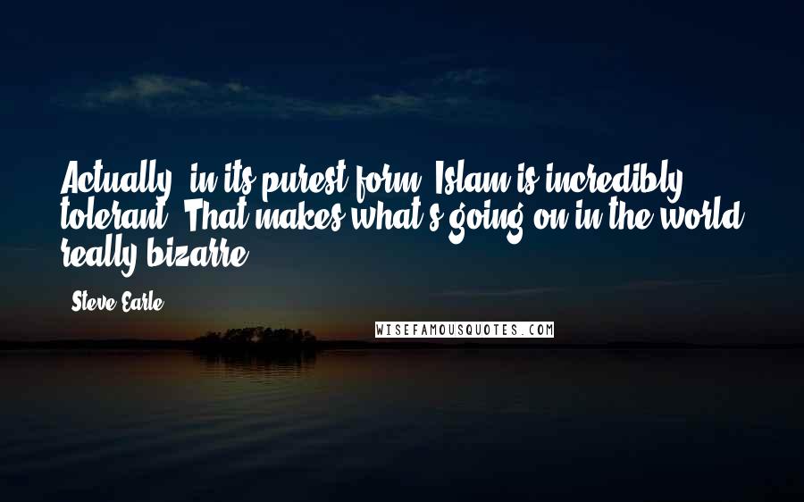 Steve Earle Quotes: Actually, in its purest form, Islam is incredibly tolerant. That makes what's going on in the world really bizarre.