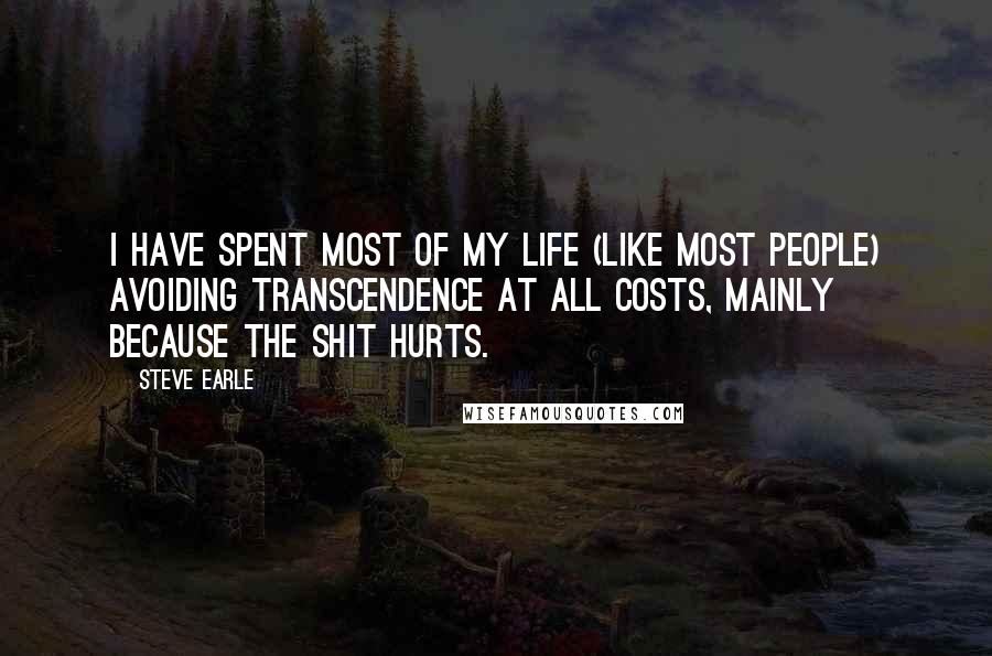 Steve Earle Quotes: I have spent most of my life (like most people) avoiding transcendence at all costs, mainly because the shit hurts.