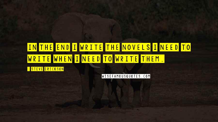 Steve Erickson Quotes: In the end I write the novels I need to write when I need to write them.