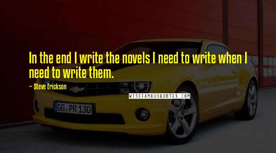 Steve Erickson Quotes: In the end I write the novels I need to write when I need to write them.