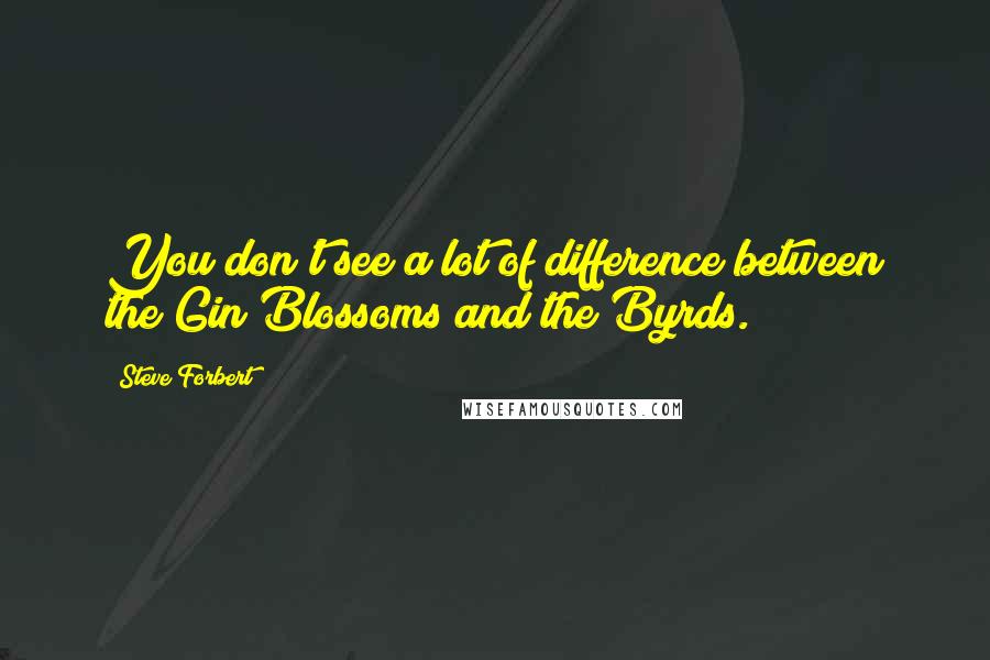 Steve Forbert Quotes: You don't see a lot of difference between the Gin Blossoms and the Byrds.