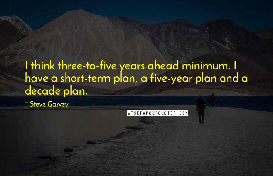 Steve Garvey Quotes: I think three-to-five years ahead minimum. I have a short-term plan, a five-year plan and a decade plan.