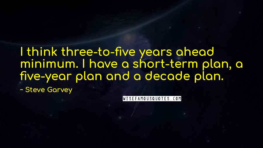 Steve Garvey Quotes: I think three-to-five years ahead minimum. I have a short-term plan, a five-year plan and a decade plan.