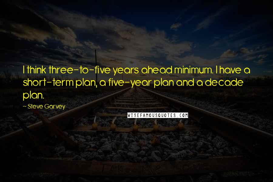 Steve Garvey Quotes: I think three-to-five years ahead minimum. I have a short-term plan, a five-year plan and a decade plan.