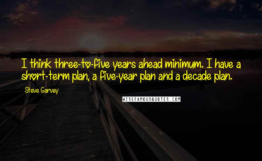 Steve Garvey Quotes: I think three-to-five years ahead minimum. I have a short-term plan, a five-year plan and a decade plan.