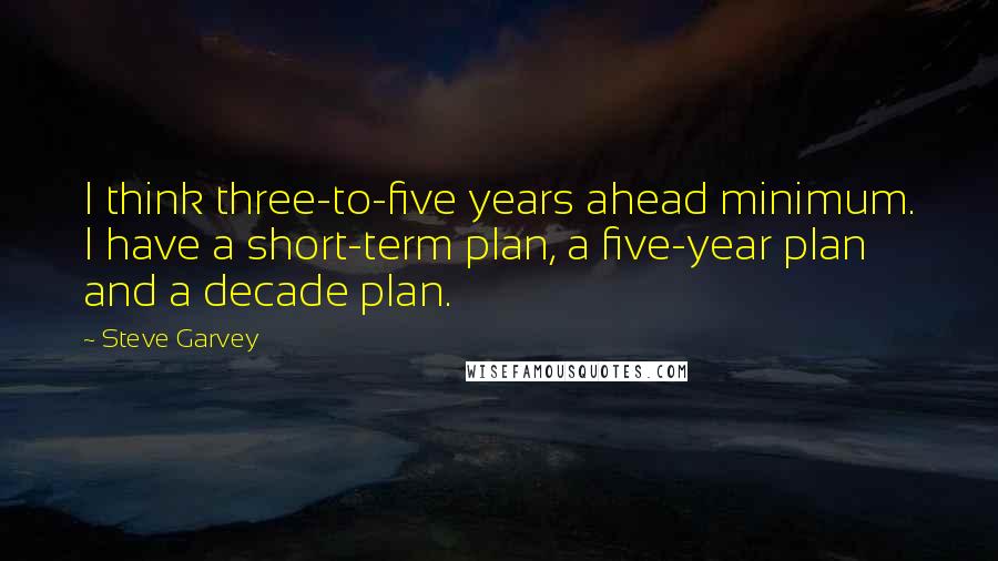 Steve Garvey Quotes: I think three-to-five years ahead minimum. I have a short-term plan, a five-year plan and a decade plan.