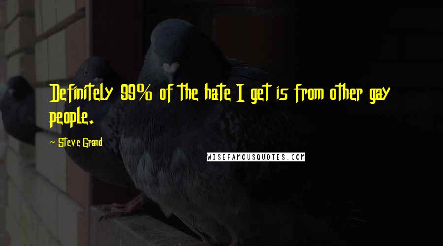 Steve Grand Quotes: Definitely 99% of the hate I get is from other gay people.