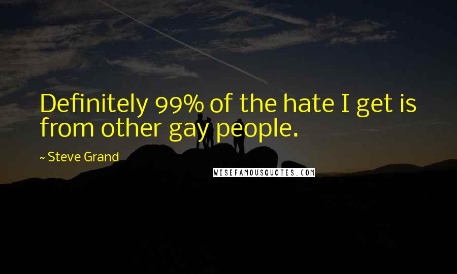 Steve Grand Quotes: Definitely 99% of the hate I get is from other gay people.