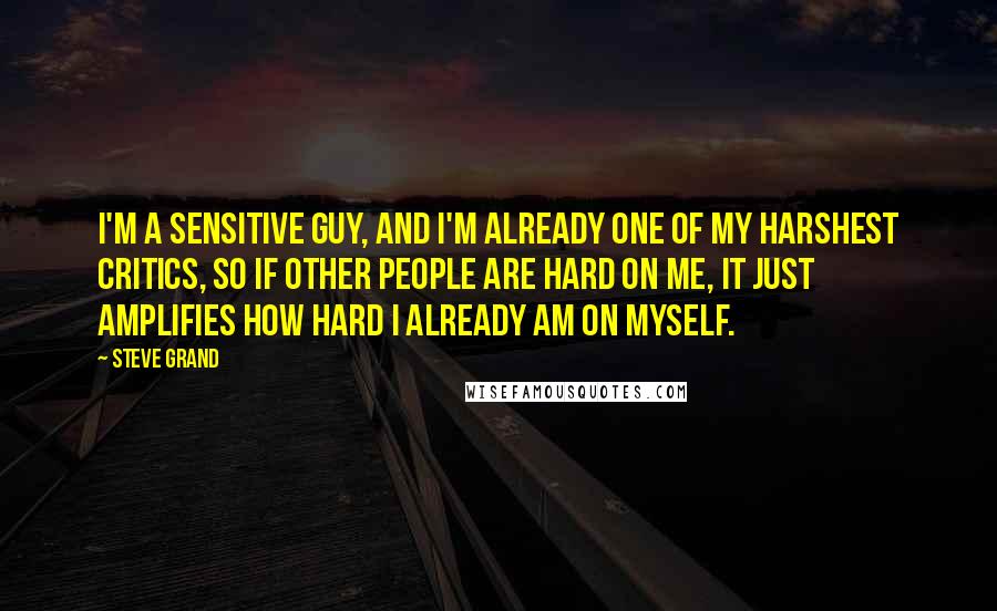 Steve Grand Quotes: I'm a sensitive guy, and I'm already one of my harshest critics, so if other people are hard on me, it just amplifies how hard I already am on myself.