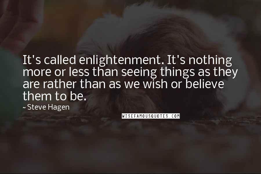 Steve Hagen Quotes: It's called enlightenment. It's nothing more or less than seeing things as they are rather than as we wish or believe them to be.