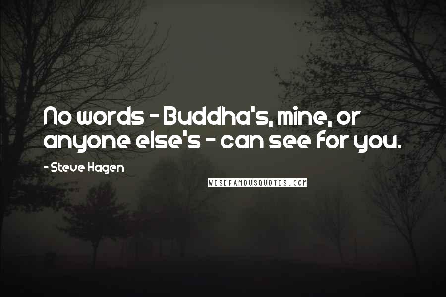 Steve Hagen Quotes: No words - Buddha's, mine, or anyone else's - can see for you.