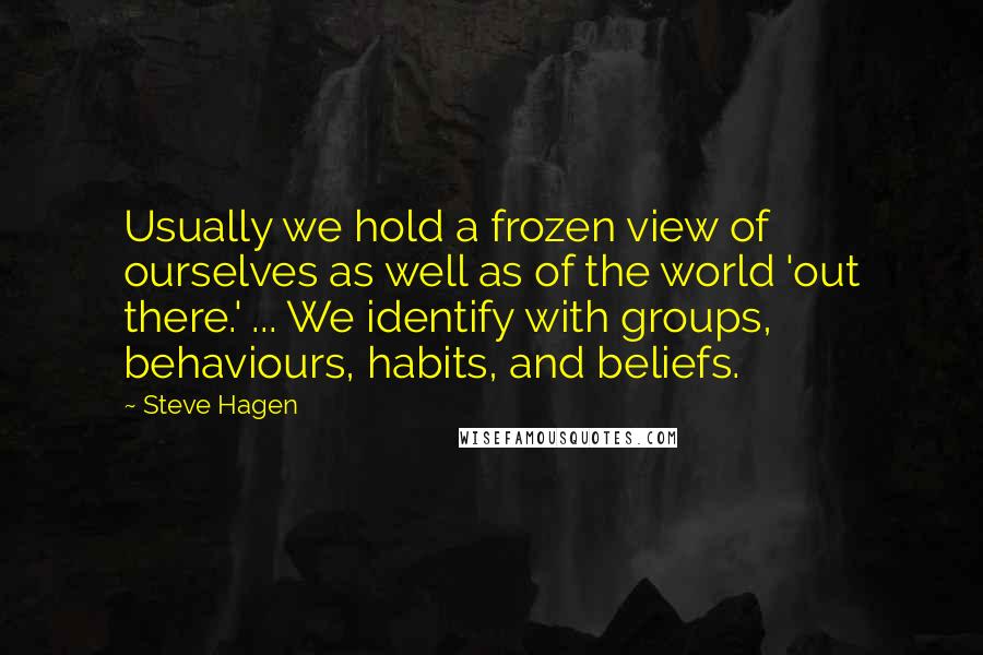 Steve Hagen Quotes: Usually we hold a frozen view of ourselves as well as of the world 'out there.' ... We identify with groups, behaviours, habits, and beliefs.