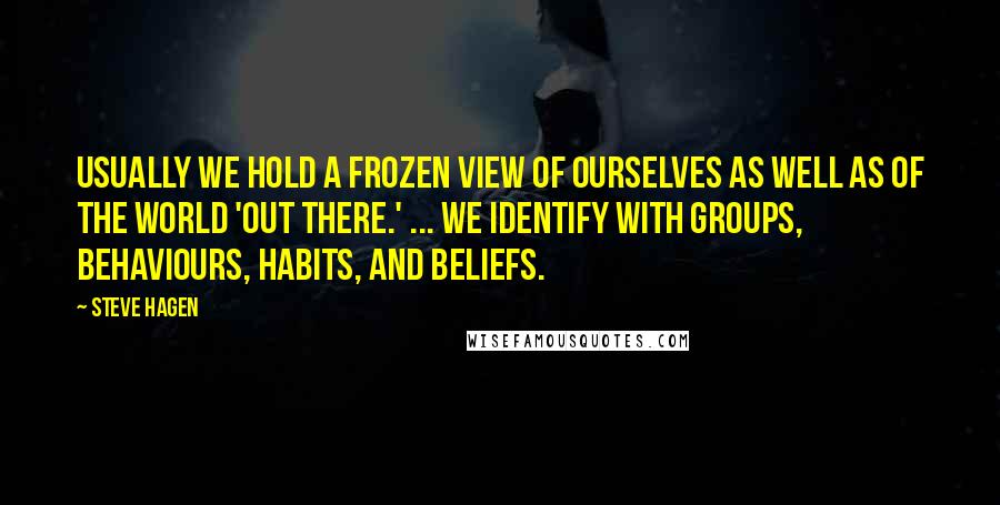 Steve Hagen Quotes: Usually we hold a frozen view of ourselves as well as of the world 'out there.' ... We identify with groups, behaviours, habits, and beliefs.