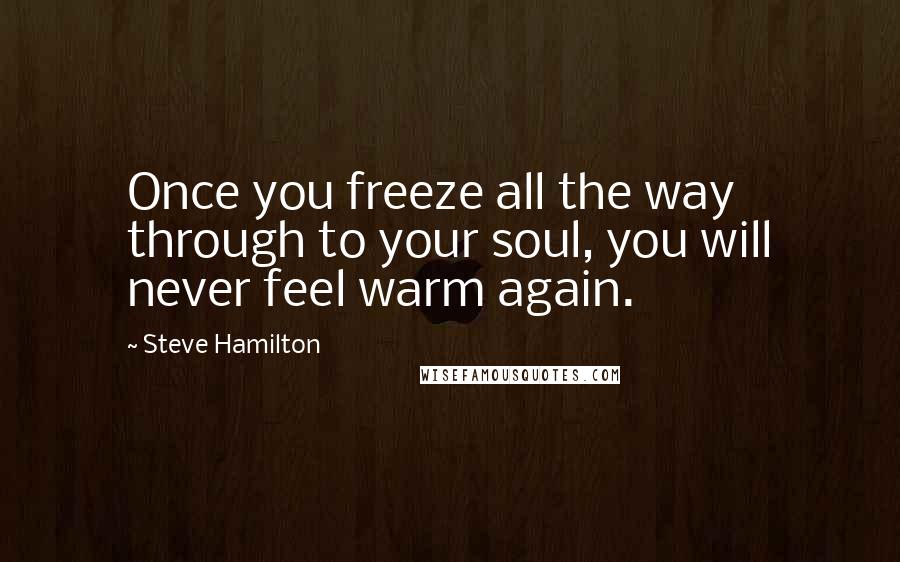 Steve Hamilton Quotes: Once you freeze all the way through to your soul, you will never feel warm again.