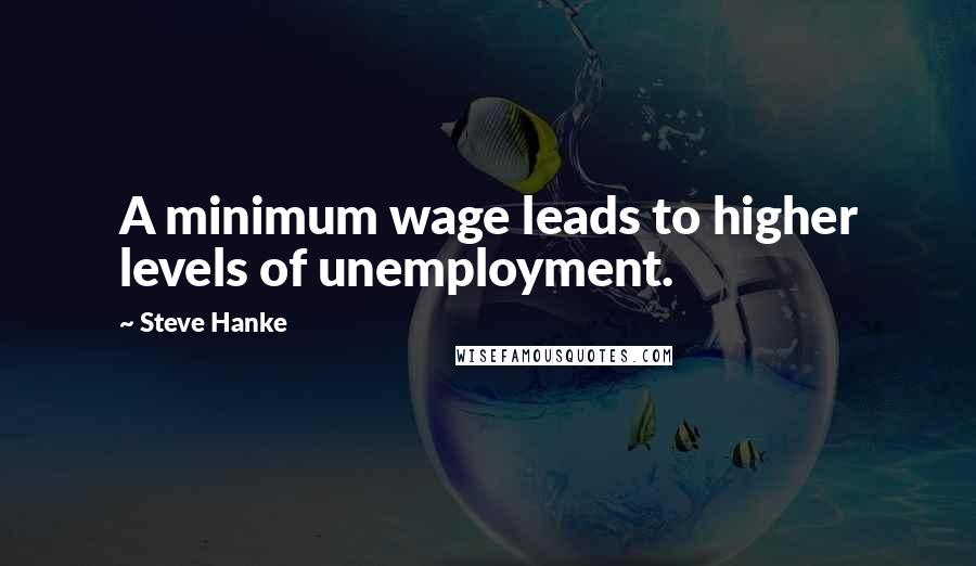 Steve Hanke Quotes: A minimum wage leads to higher levels of unemployment.