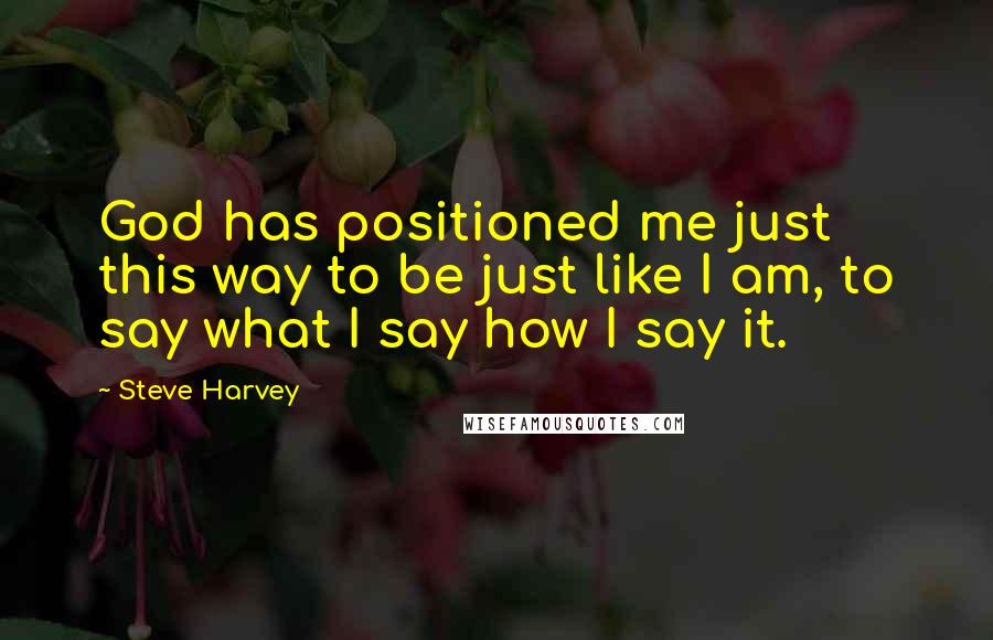 Steve Harvey Quotes: God has positioned me just this way to be just like I am, to say what I say how I say it.