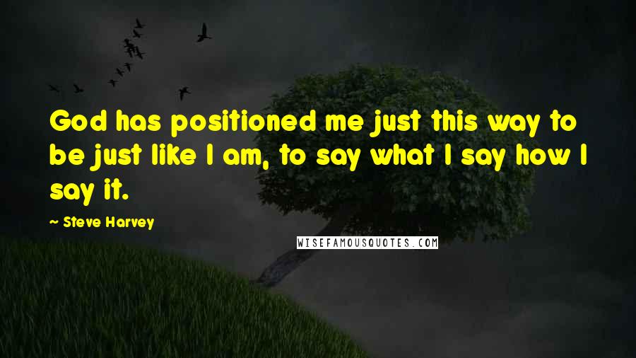 Steve Harvey Quotes: God has positioned me just this way to be just like I am, to say what I say how I say it.