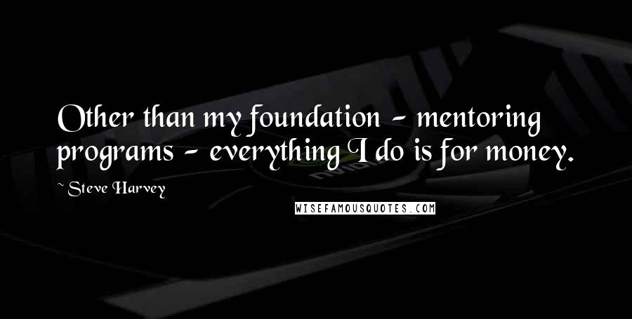 Steve Harvey Quotes: Other than my foundation - mentoring programs - everything I do is for money.