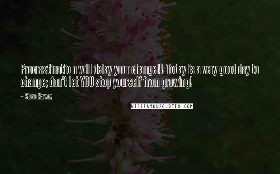 Steve Harvey Quotes: Procrastinatio n will delay your change!!! Today is a very good day to change; don't let YOU stop yourself from growing!