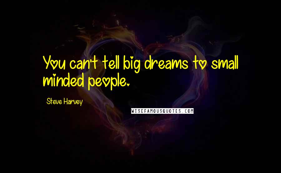 Steve Harvey Quotes: You can't tell big dreams to small minded people.