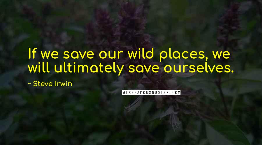 Steve Irwin Quotes: If we save our wild places, we will ultimately save ourselves.