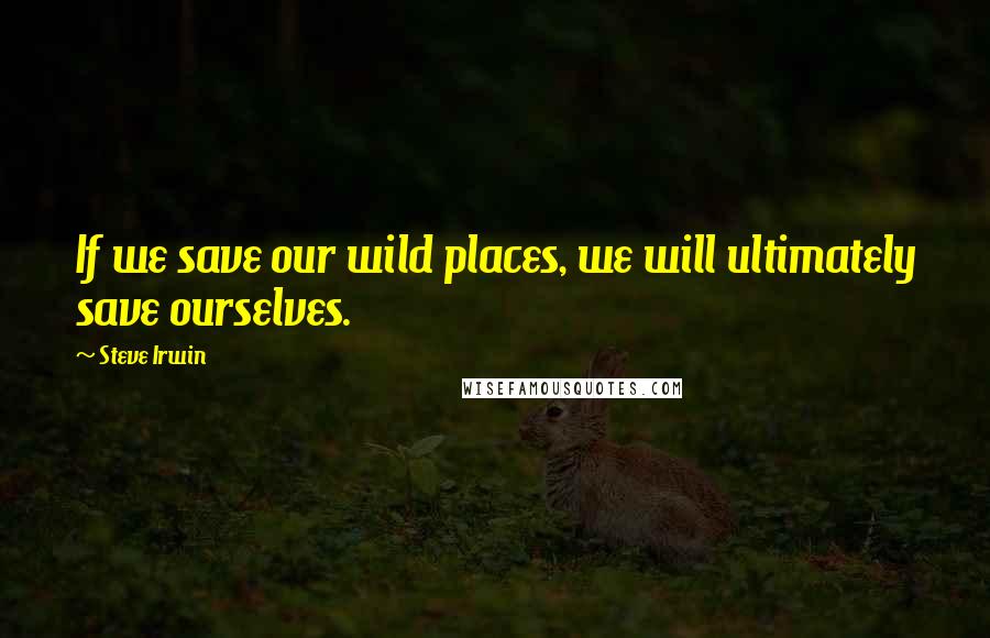 Steve Irwin Quotes: If we save our wild places, we will ultimately save ourselves.