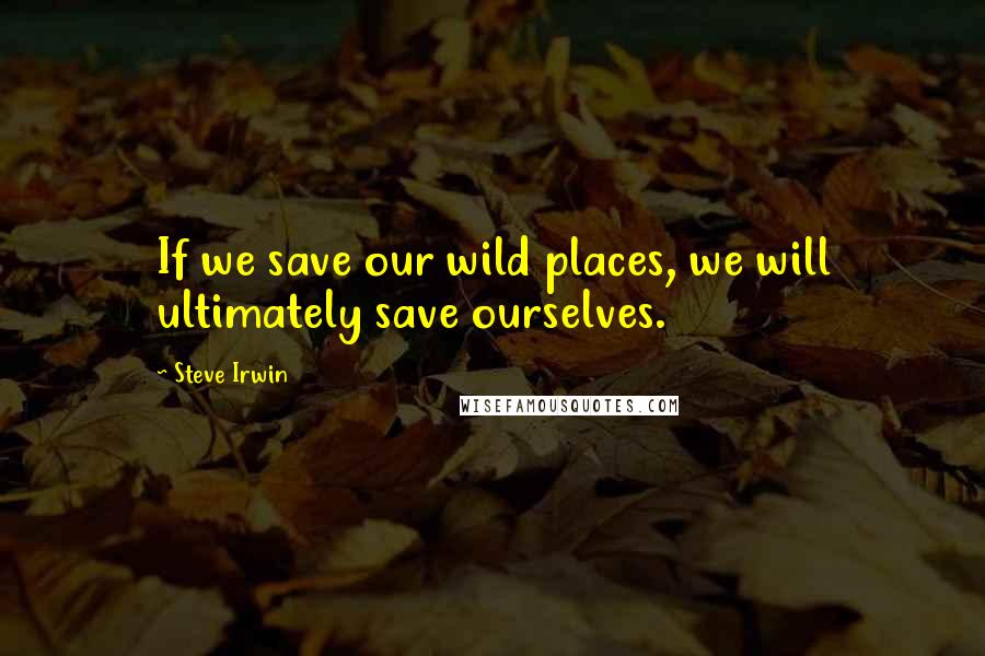 Steve Irwin Quotes: If we save our wild places, we will ultimately save ourselves.