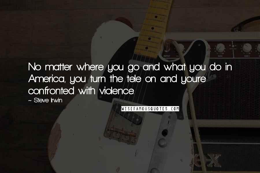 Steve Irwin Quotes: No matter where you go and what you do in America, you turn the tele on and you're confronted with violence.