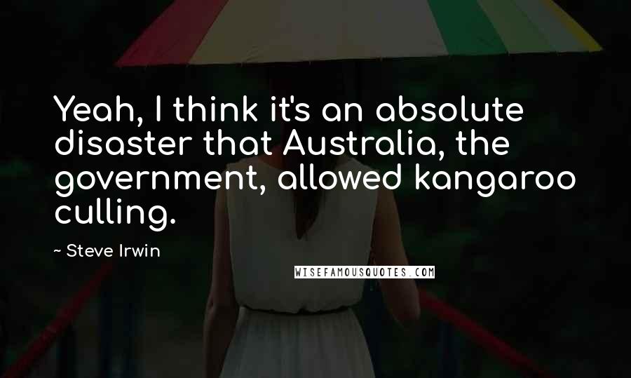 Steve Irwin Quotes: Yeah, I think it's an absolute disaster that Australia, the government, allowed kangaroo culling.