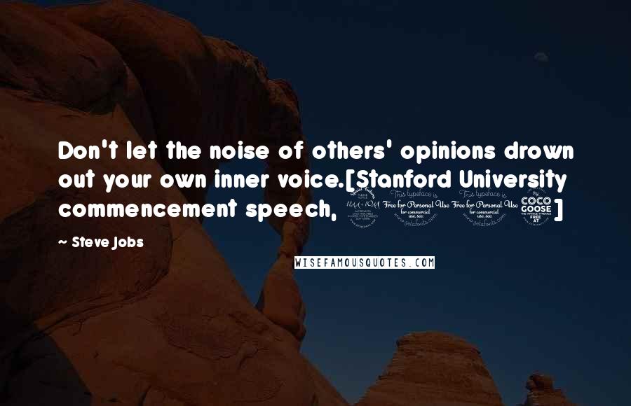 Steve Jobs Quotes: Don't let the noise of others' opinions drown out your own inner voice.[Stanford University commencement speech, 2005]