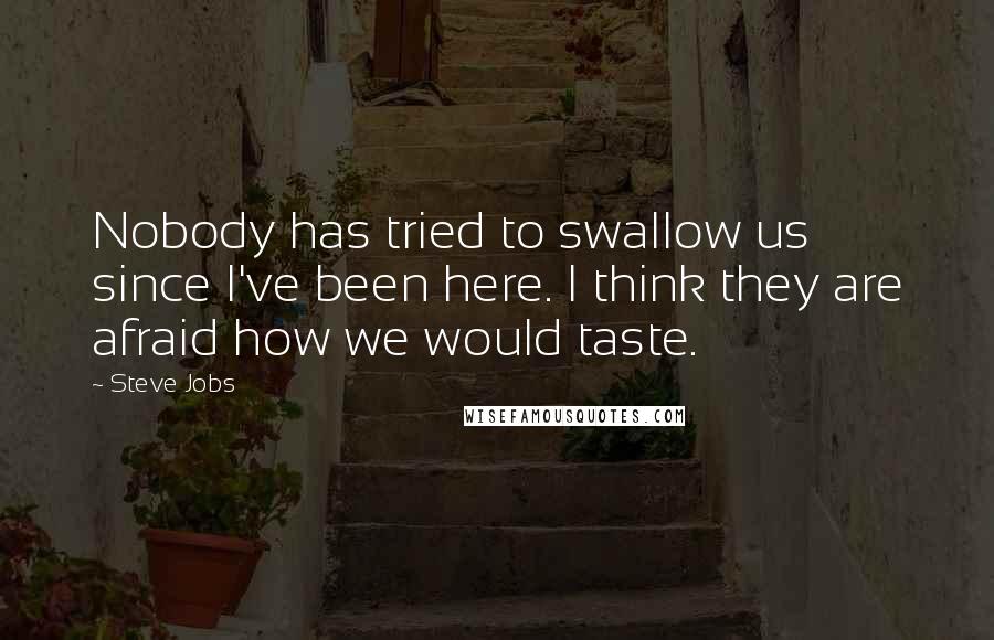 Steve Jobs Quotes: Nobody has tried to swallow us since I've been here. I think they are afraid how we would taste.