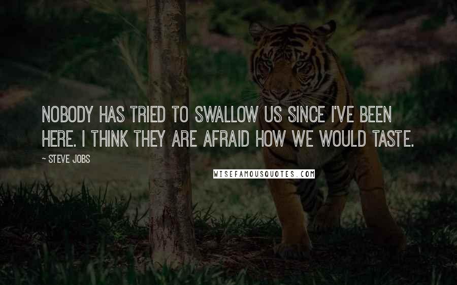 Steve Jobs Quotes: Nobody has tried to swallow us since I've been here. I think they are afraid how we would taste.