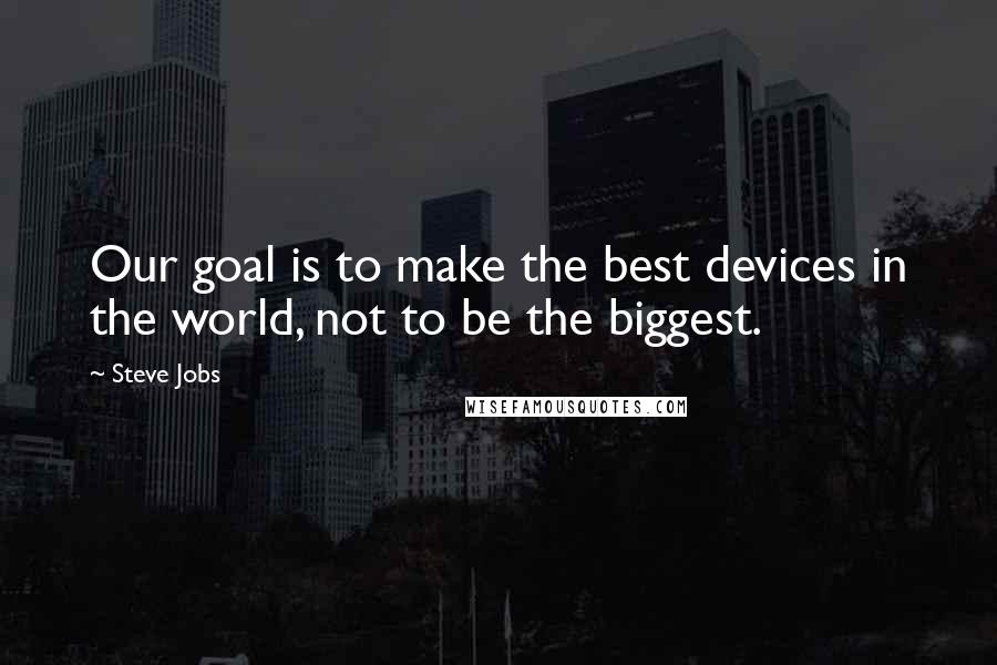Steve Jobs Quotes: Our goal is to make the best devices in the world, not to be the biggest.