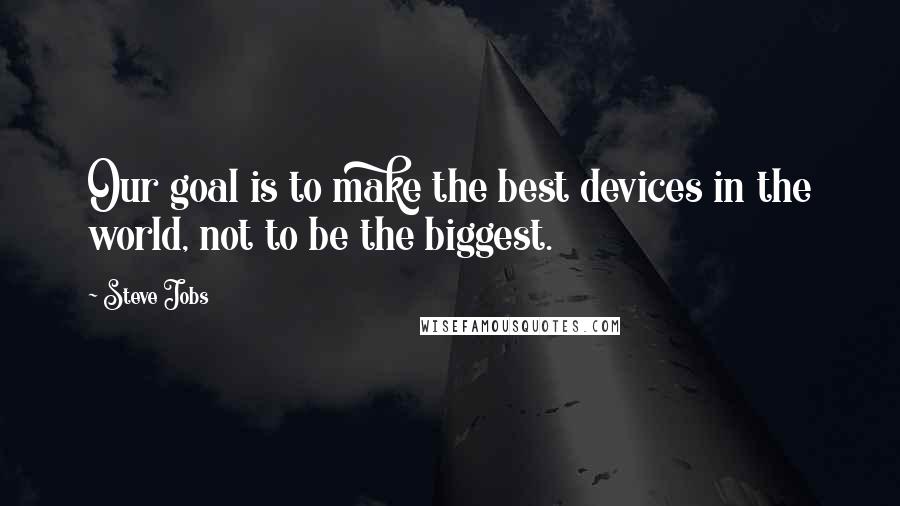 Steve Jobs Quotes: Our goal is to make the best devices in the world, not to be the biggest.